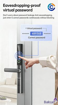 Zamek do drzwi z aluminiowym czytnikiem linii papilarnych, zasilany 4 bateriami AA, system kontroli dostępu dla zwiększonego bezpieczeństwa, inteligentny cyfrowy zamek do drzwi