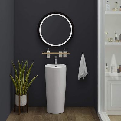 Błyskotliwe białe ceramiczne pionowe zlewy łazienkowe z chromowym wykończeniem przepływem
